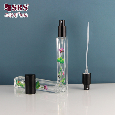 사각형 모양 투명 빈 유리 고급 스프레이 펌프 향수 원자화기 10ml